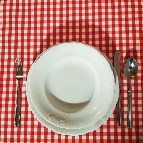 Obrus na piknik Zante w biało-czerwoną kratkę fala