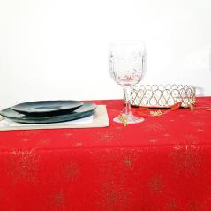 Obrus Czerwony Płatek na świąteczny stół Mankiet 6cm