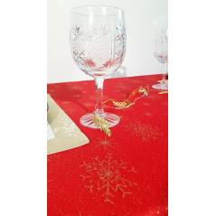 Obrus Czerwony Płatek na świąteczny stół Mankiet 6cm