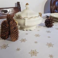 Obrus Mini śnieżynka złota krem plamoodporny świąteczny obrus